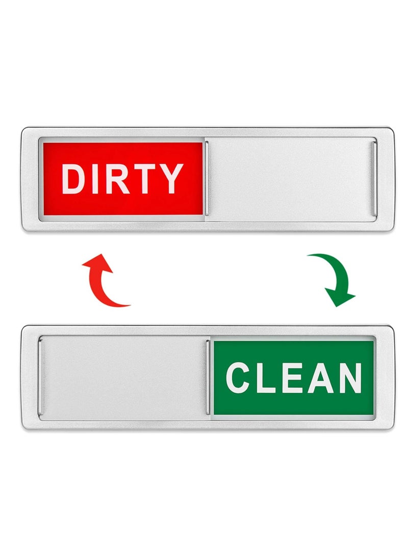 Dishwasher Magnet Clean Dirty Sign Non-Scratching Strong Magnet or 3M Adhesive Options Indicator Tells Whether Dishes Are Clean or Dirty (Silver) - Image 1